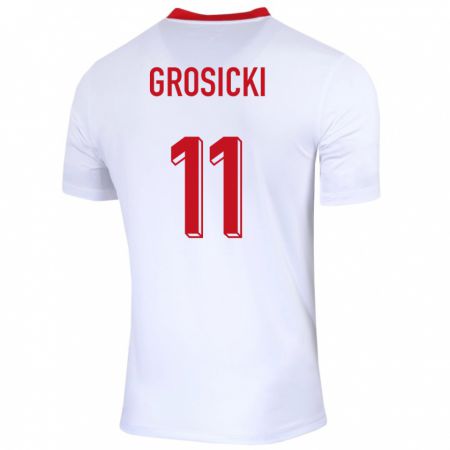 Kandiny Damen Polen Kamil Grosicki #11 Weiß Heimtrikot Trikot 24-26 T-Shirt
