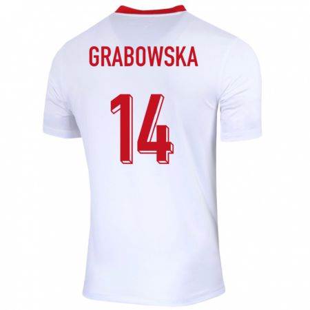 Kandiny Damen Polen Dominika Grabowska #14 Weiß Heimtrikot Trikot 24-26 T-Shirt