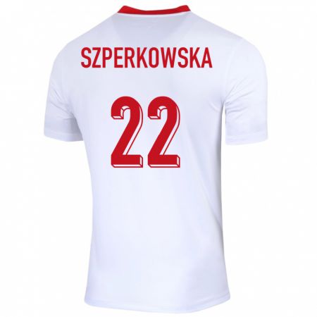 Kandiny Damen Polen Oliwia Szperkowska #22 Weiß Heimtrikot Trikot 24-26 T-Shirt