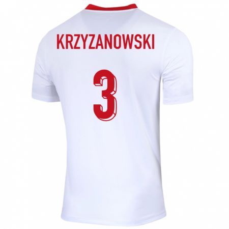 Kandiny Damen Polen Jakub Krzyzanowski #3 Weiß Heimtrikot Trikot 24-26 T-Shirt