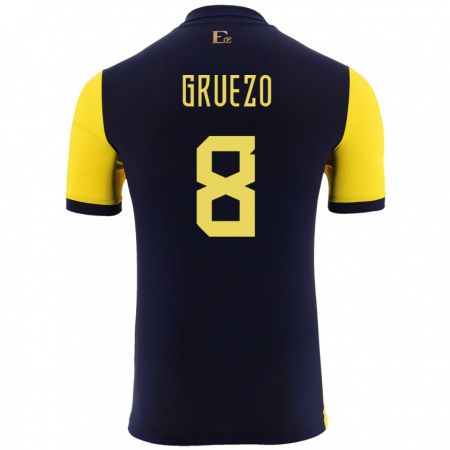 Kandiny Damen Ecuador Carlos Gruezo #8 Gelb Heimtrikot Trikot 24-26 T-Shirt