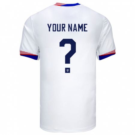 Kandiny Damen Vereinigte Staaten Ihren Namen #0 Weiß Heimtrikot Trikot 24-26 T-Shirt