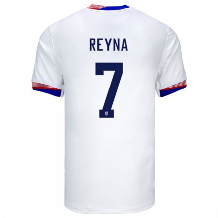 Kandiny Damen Vereinigte Staaten Giovanni Reyna #7 Weiß Heimtrikot Trikot 24-26 T-Shirt