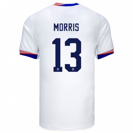 Kandiny Damen Vereinigte Staaten Jordan Morris #13 Weiß Heimtrikot Trikot 24-26 T-Shirt