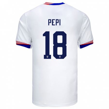 Kandiny Damen Vereinigte Staaten Ricardo Pepi #18 Weiß Heimtrikot Trikot 24-26 T-Shirt