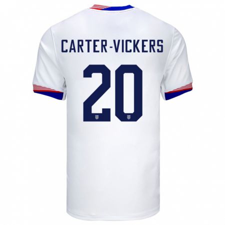 Kandiny Damen Vereinigte Staaten Cameron Carter-Vickers #20 Weiß Heimtrikot Trikot 24-26 T-Shirt