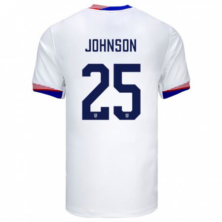 Kandiny Damen Vereinigte Staaten Sean Johnson #25 Weiß Heimtrikot Trikot 24-26 T-Shirt