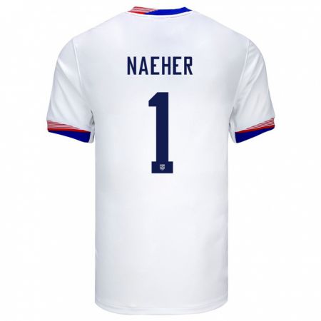 Kandiny Damen Vereinigte Staaten Alyssa Naeher #1 Weiß Heimtrikot Trikot 24-26 T-Shirt