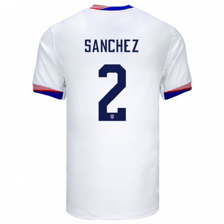 Kandiny Damen Vereinigte Staaten Ashley Sanchez #2 Weiß Heimtrikot Trikot 24-26 T-Shirt