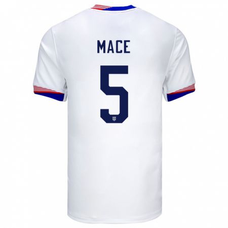 Kandiny Damen Vereinigte Staaten Hailie Mace #5 Weiß Heimtrikot Trikot 24-26 T-Shirt