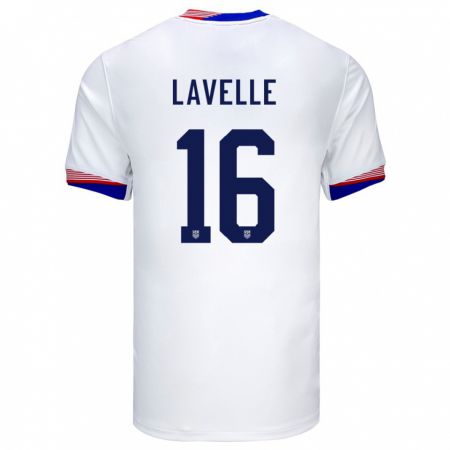 Kandiny Damen Vereinigte Staaten Rose Lavelle #16 Weiß Heimtrikot Trikot 24-26 T-Shirt