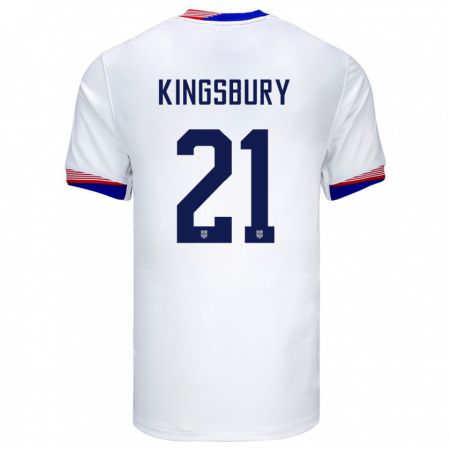 Kandiny Damen Vereinigte Staaten Aubrey Kingsbury #21 Weiß Heimtrikot Trikot 24-26 T-Shirt