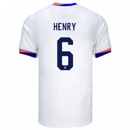 Kandiny Damen Vereinigte Staaten Kobi Henry #6 Weiß Heimtrikot Trikot 24-26 T-Shirt