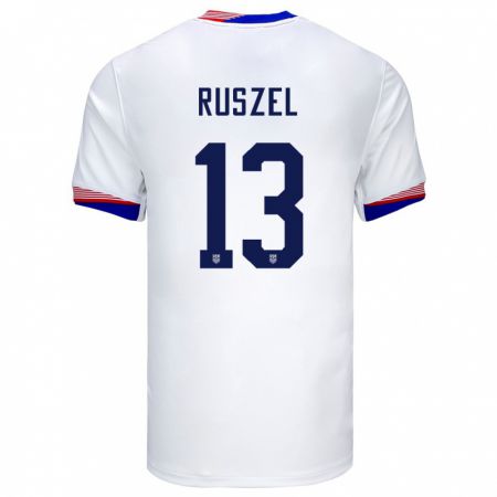 Kandiny Damen Vereinigte Staaten Marcel Ruszel #13 Weiß Heimtrikot Trikot 24-26 T-Shirt
