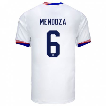 Kandiny Damen Vereinigte Staaten Edwyn Mendoza #6 Weiß Heimtrikot Trikot 24-26 T-Shirt