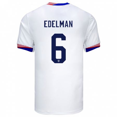 Kandiny Damen Vereinigte Staaten Daniel Edelman #6 Weiß Heimtrikot Trikot 24-26 T-Shirt