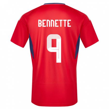 Kandiny Damen Costa Rica Jewison Bennette #9 Rot Heimtrikot Trikot 24-26 T-Shirt