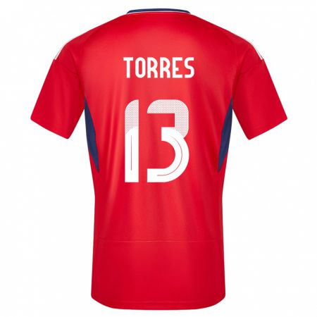 Kandiny Damen Costa Rica Gerson Torres #13 Rot Heimtrikot Trikot 24-26 T-Shirt