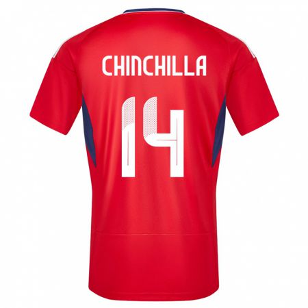 Kandiny Damen Costa Rica Priscila Chinchilla #14 Rot Heimtrikot Trikot 24-26 T-Shirt