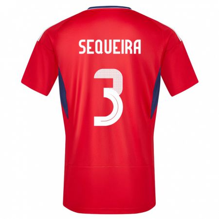 Kandiny Damen Costa Rica Douglas Sequeira #3 Rot Heimtrikot Trikot 24-26 T-Shirt