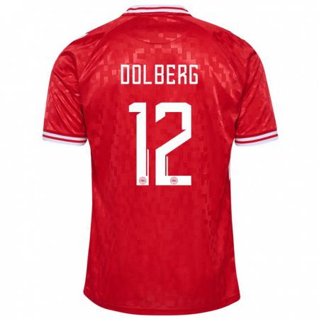 Kandiny Damen Dänemark Kasper Dolberg #12 Rot Heimtrikot Trikot 24-26 T-Shirt