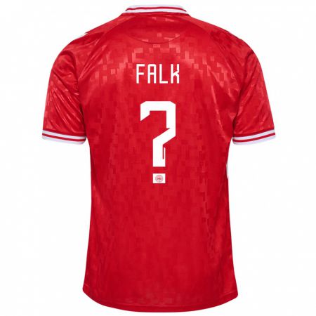 Kandiny Damen Dänemark Lukas Falk #0 Rot Heimtrikot Trikot 24-26 T-Shirt