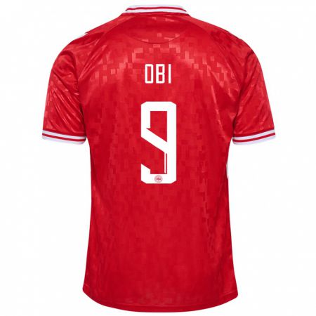 Kandiny Damen Dänemark Chido Obi #9 Rot Heimtrikot Trikot 24-26 T-Shirt