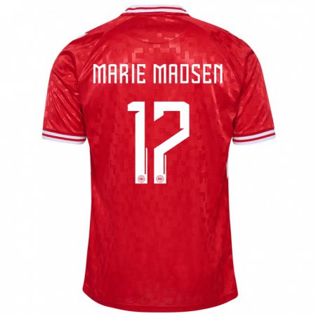 Kandiny Damen Dänemark Rikke Marie Madsen #17 Rot Heimtrikot Trikot 24-26 T-Shirt
