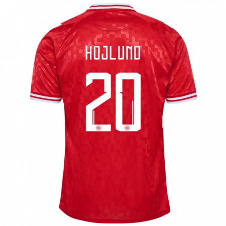 Kandiny Damen Dänemark Rasmus Hojlund #20 Rot Heimtrikot Trikot 24-26 T-Shirt