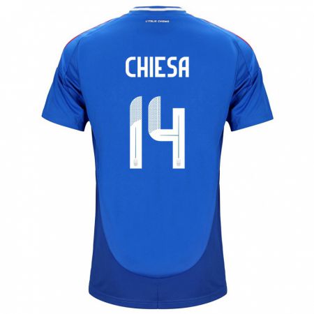 Kandiny Damen Italien Federico Chiesa #14 Blau Heimtrikot Trikot 24-26 T-Shirt