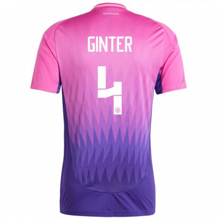Kandiny Damen Deutschland Matthias Ginter #4 Pink Lila Auswärtstrikot Trikot 24-26 T-Shirt