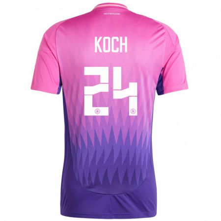 Kandiny Damen Deutschland Robin Koch #24 Pink Lila Auswärtstrikot Trikot 24-26 T-Shirt