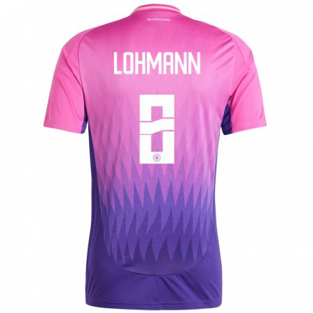 Kandiny Damen Deutschland Sydney Lohmann #8 Pink Lila Auswärtstrikot Trikot 24-26 T-Shirt