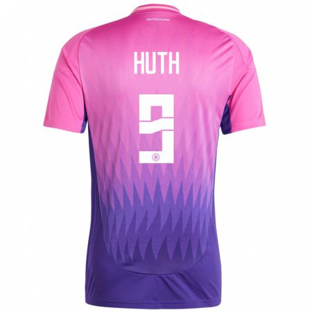 Kandiny Damen Deutschland Svenja Huth #9 Pink Lila Auswärtstrikot Trikot 24-26 T-Shirt