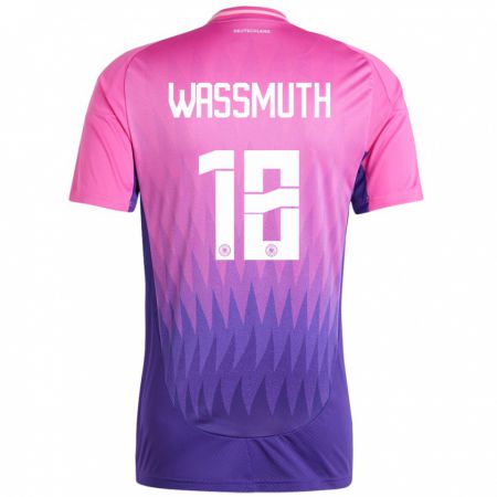 Kandiny Damen Deutschland Tabea Wabmuth #18 Pink Lila Auswärtstrikot Trikot 24-26 T-Shirt