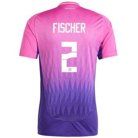 Kandiny Damen Deutschland Kilian Fischer #2 Pink Lila Auswärtstrikot Trikot 24-26 T-Shirt