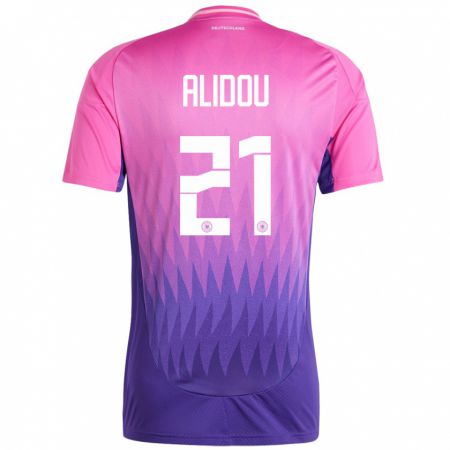 Kandiny Damen Deutschland Faride Alidou #21 Pink Lila Auswärtstrikot Trikot 24-26 T-Shirt