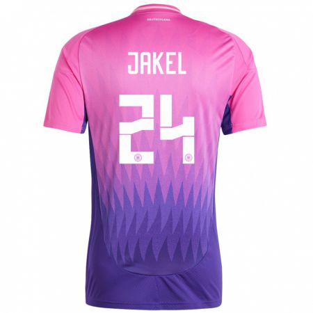 Kandiny Damen Deutschland Frederik Jakel #24 Pink Lila Auswärtstrikot Trikot 24-26 T-Shirt