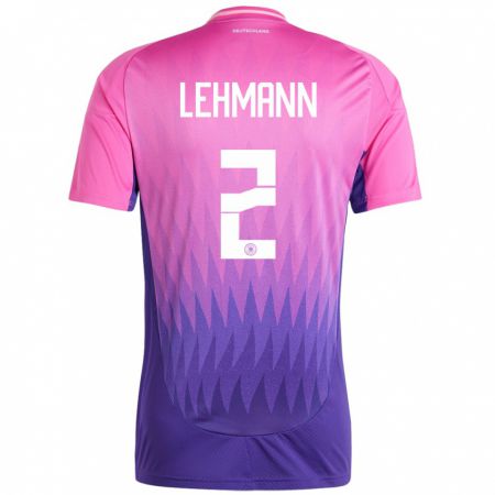 Kandiny Damen Deutschland Paul Lehmann #2 Pink Lila Auswärtstrikot Trikot 24-26 T-Shirt