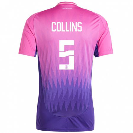 Kandiny Damen Deutschland Nnamdi Collins #5 Pink Lila Auswärtstrikot Trikot 24-26 T-Shirt