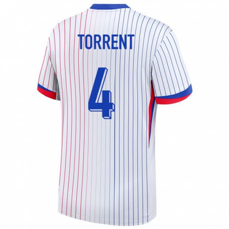 Kandiny Damen Frankreich Marion Torrent #4 Weiß Auswärtstrikot Trikot 24-26 T-Shirt