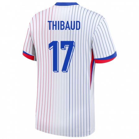 Kandiny Damen Frankreich Julie Thibaud #17 Weiß Auswärtstrikot Trikot 24-26 T-Shirt