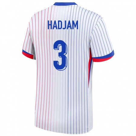 Kandiny Damen Frankreich Jaouen Hadjam #3 Weiß Auswärtstrikot Trikot 24-26 T-Shirt