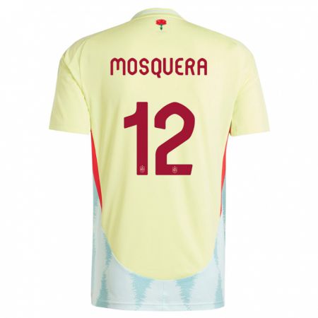 Kandiny Damen Spanien Cristian Mosquera #12 Gelb Auswärtstrikot Trikot 24-26 T-Shirt