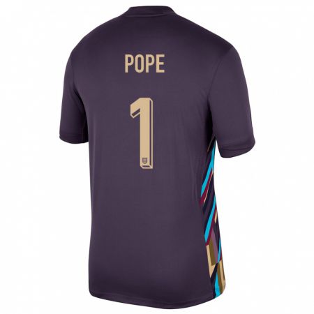 Kandiny Damen England Nick Pope #1 Dunkle Rosine Auswärtstrikot Trikot 24-26 T-Shirt