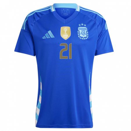 Kandiny Damen Argentinien Fernando Valenzuela #21 Blau Auswärtstrikot Trikot 24-26 T-Shirt