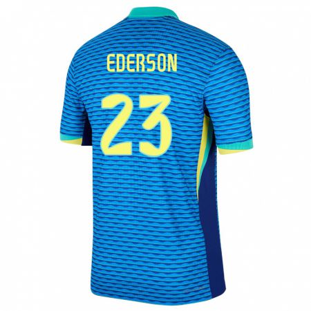 Kandiny Damen Brasilien Ederson #23 Blau Auswärtstrikot Trikot 24-26 T-Shirt