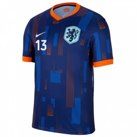 Kandiny Damen Niederlande Oualid Agougil #13 Blau Auswärtstrikot Trikot 24-26 T-Shirt