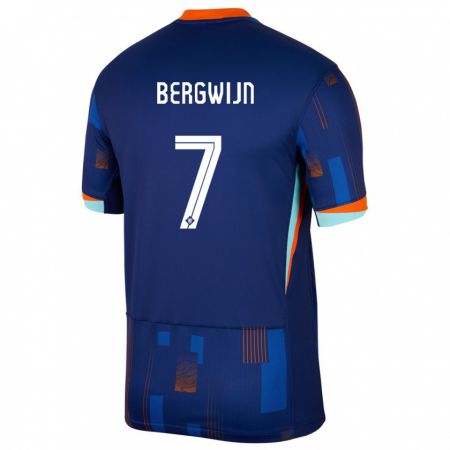 Kandiny Damen Niederlande Steven Bergwijn #7 Blau Auswärtstrikot Trikot 24-26 T-Shirt
