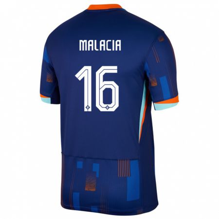 Kandiny Damen Niederlande Tyrell Malacia #16 Blau Auswärtstrikot Trikot 24-26 T-Shirt